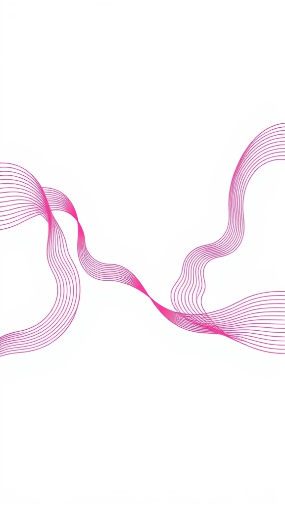 Minimalist pink line art wallpaper featuring smooth, flowing lines.