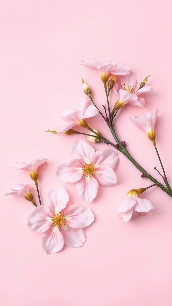 Soft blush floral pattern on a pink background