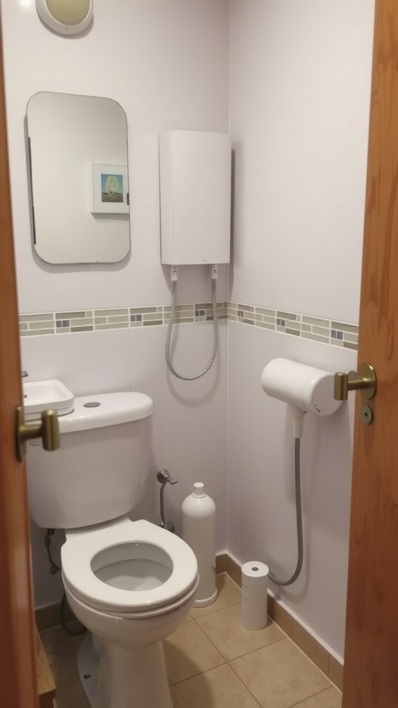 Compact bathroom with space-saving fixtures